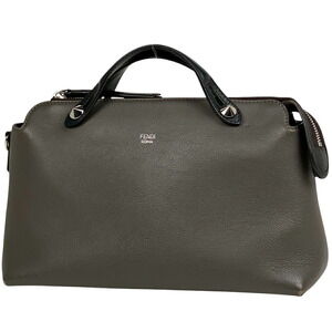 Fendi By The Way Handbag Shoulder Bag Leather Gray